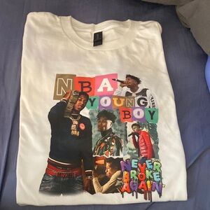 White Graphic TShirt NBA Young Boy rapper. XL size and Gildan cotton preshrunk